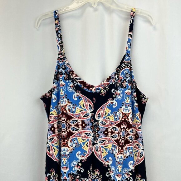 Bebop Womens Sundress Black Blue Paisley Scoop Neck Sleeveless Spaghetti Strap M - Picture 5 of 10